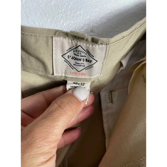 St. John Bay Mens Flat Front Straight Leg Dress Pants Brown Khaki 40x30 - Picture 5 of 5